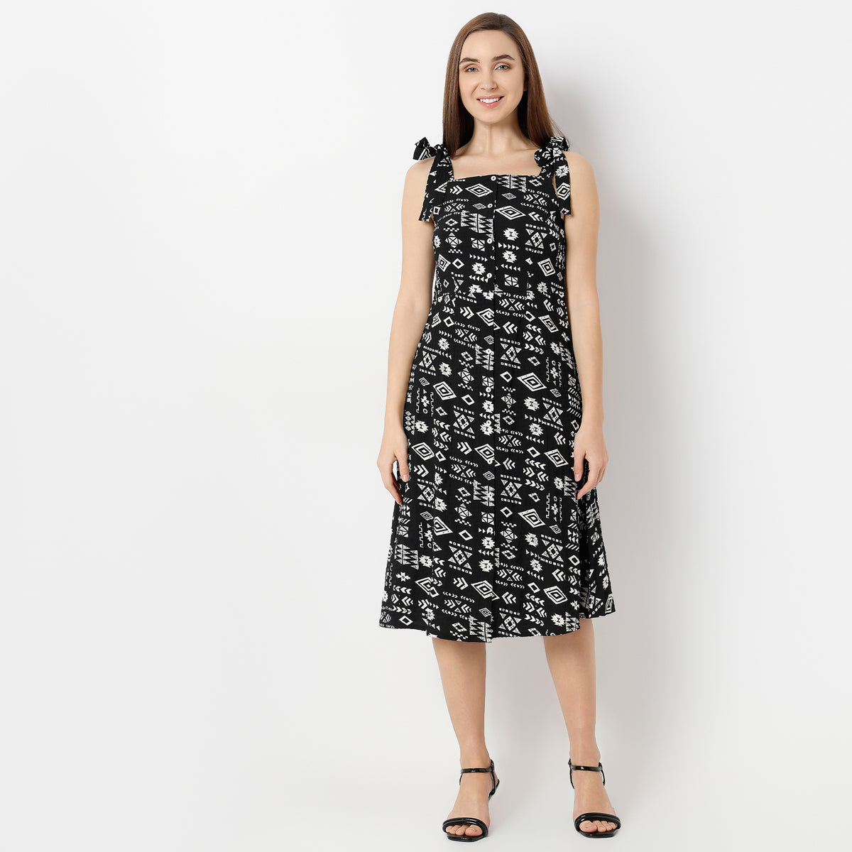 Flare Fit Printed Dress