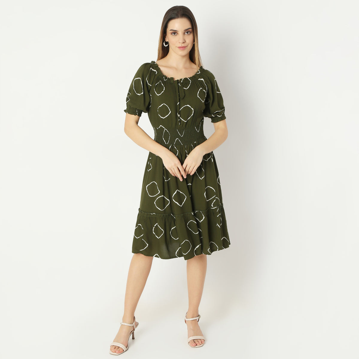 Flare Fit Printed Knee Length Dress