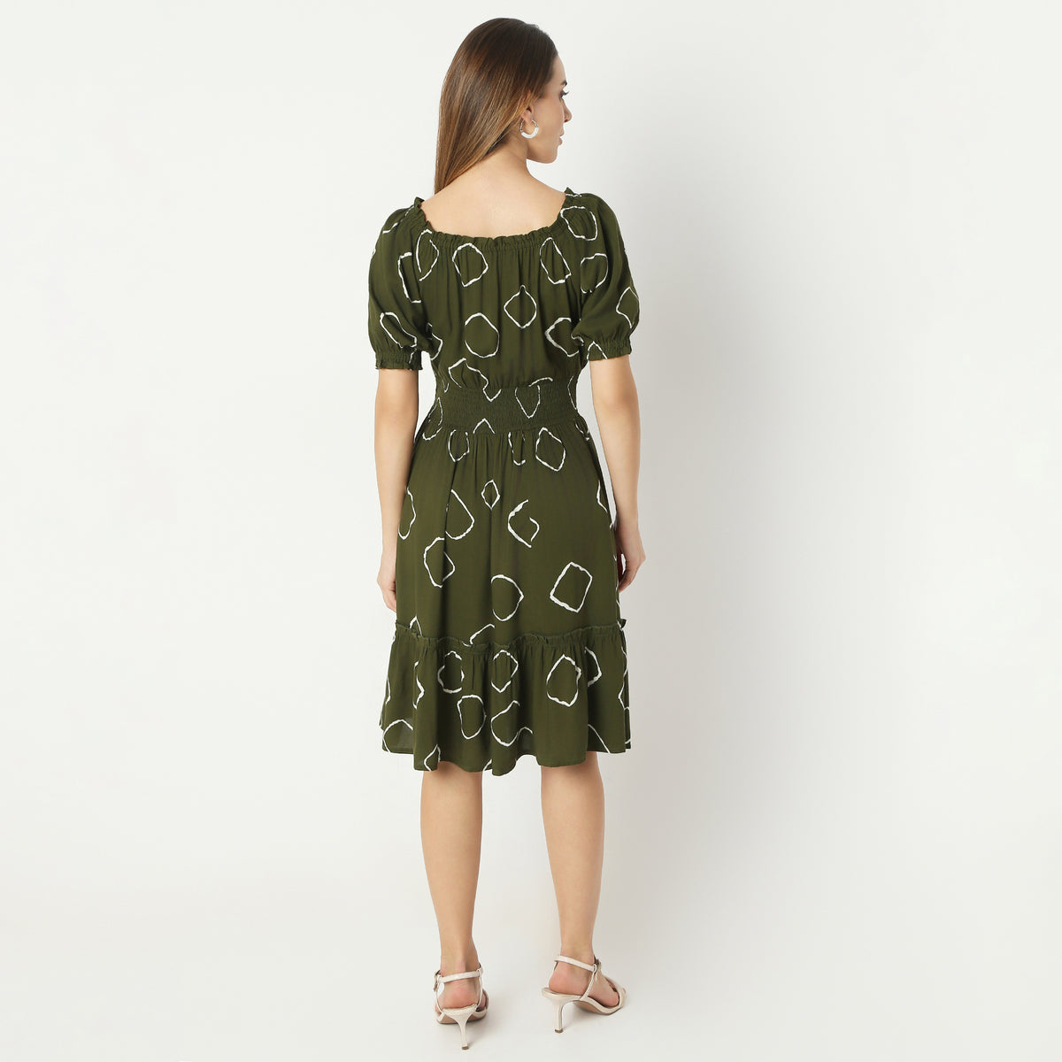 Flare Fit Printed Knee Length Dress