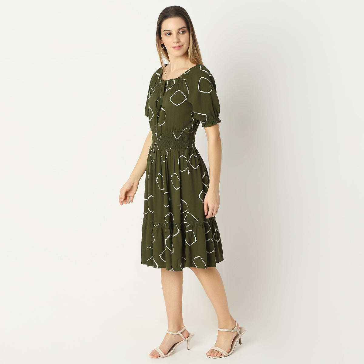 Flare Fit Printed Knee Length Dress