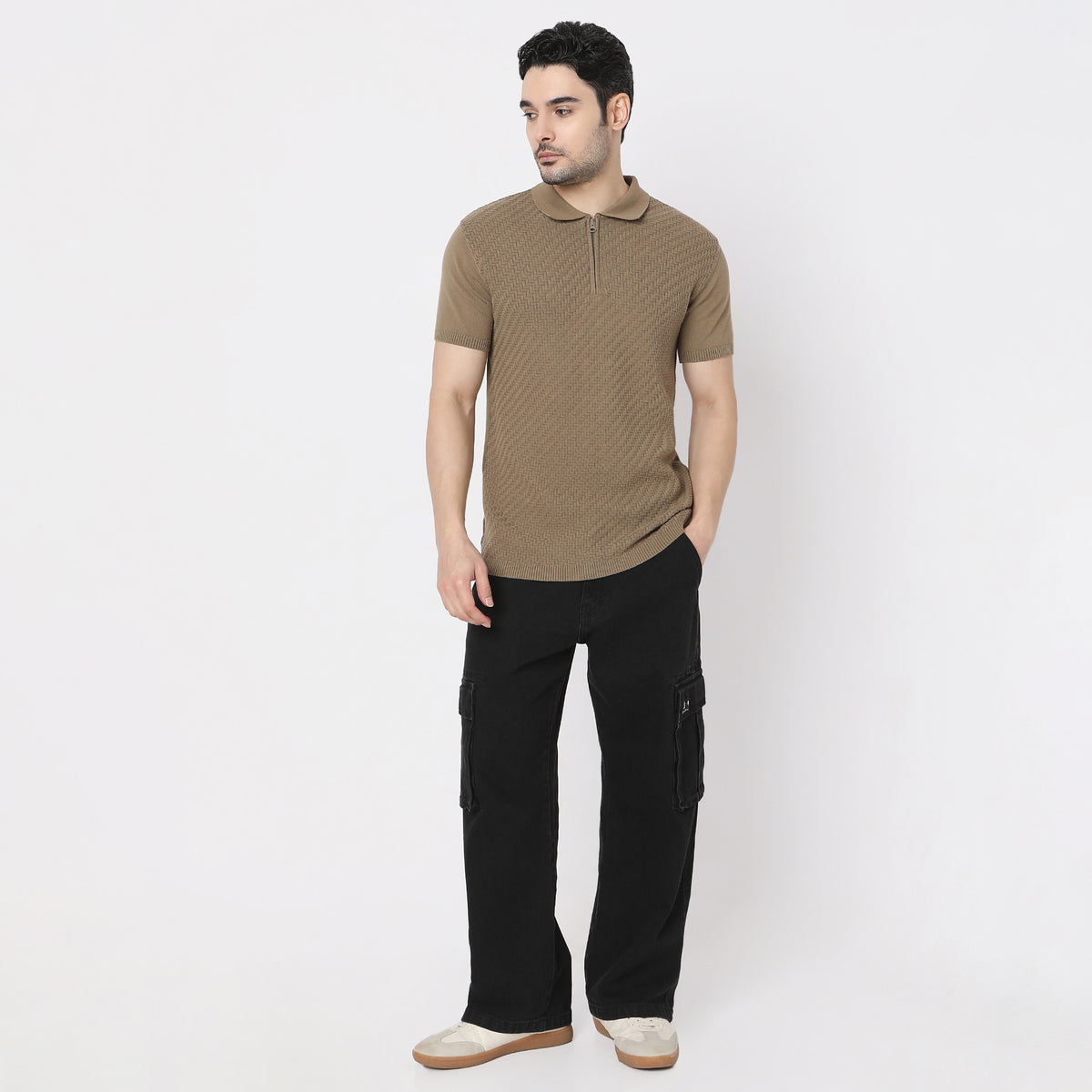 Structured Modern Nerd Hand Knit Jersey Polo T-Shirt