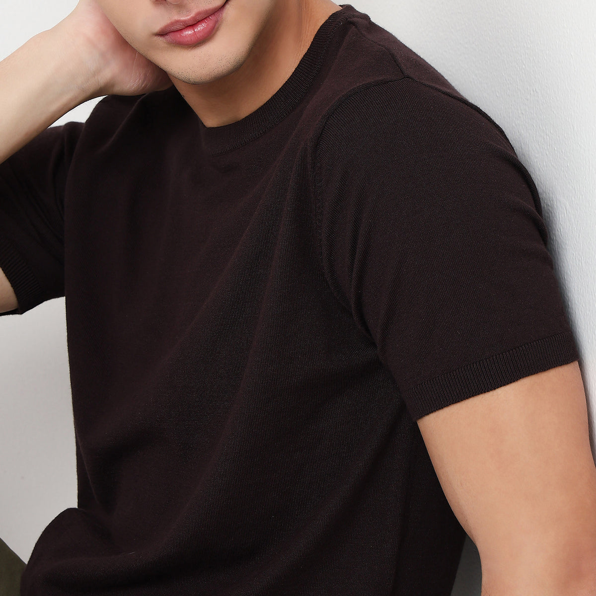 Crew Neck Hand Knit Jersey Flat Knits T-Shirt