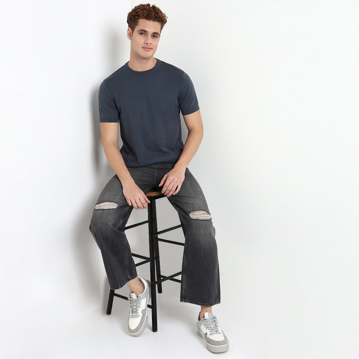 Crew Neck Hand Knit Jersey Flat Knits T-Shirt