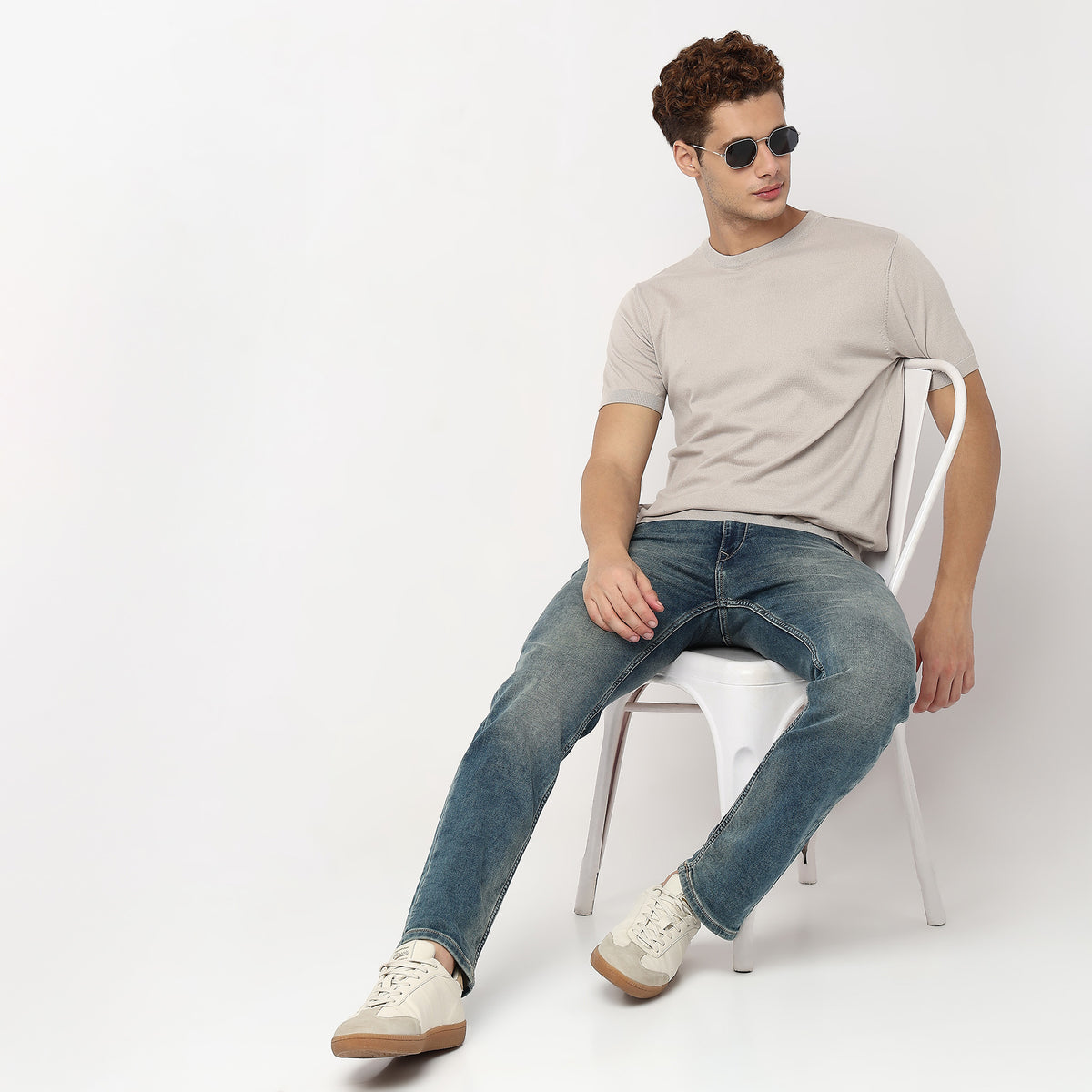 Crew Neck Hand Knit Jersey Flat Knits T-Shirt