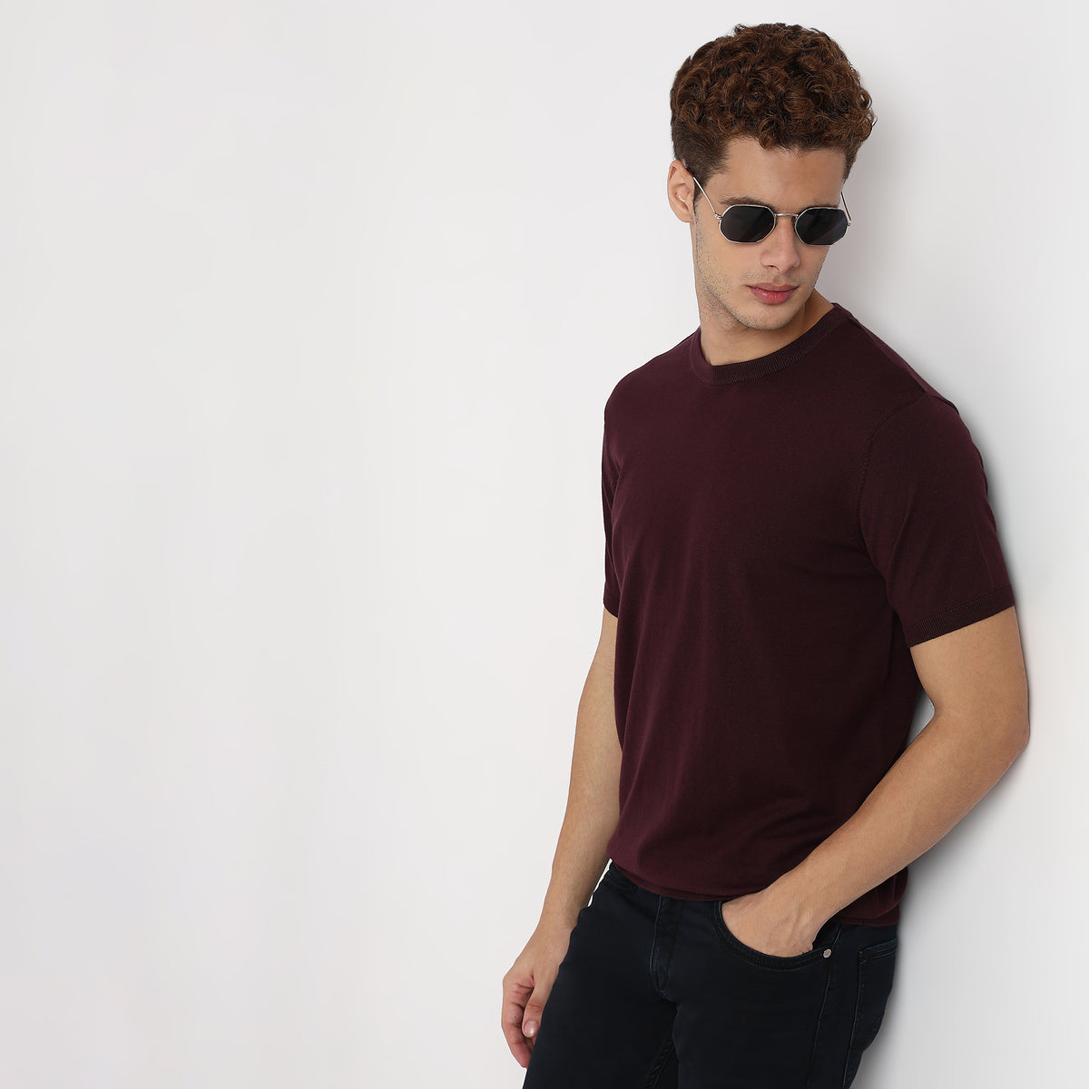 Crew Neck Hand Knit Jersey Flat Knits T-Shirt