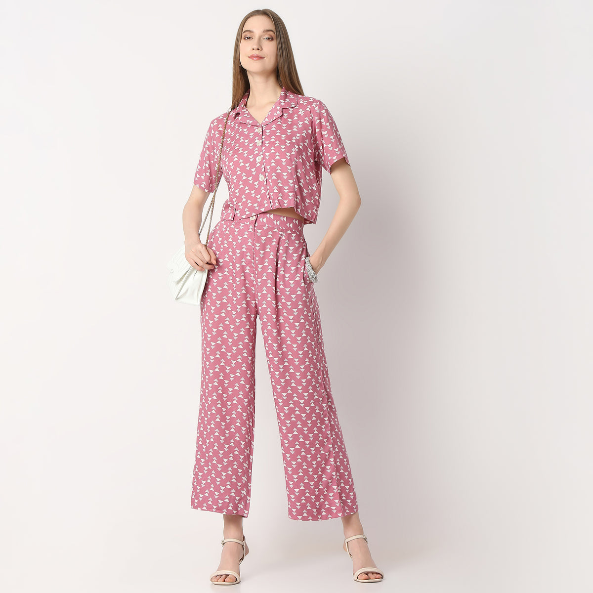 Straight Fit Printed High Rise Culottes