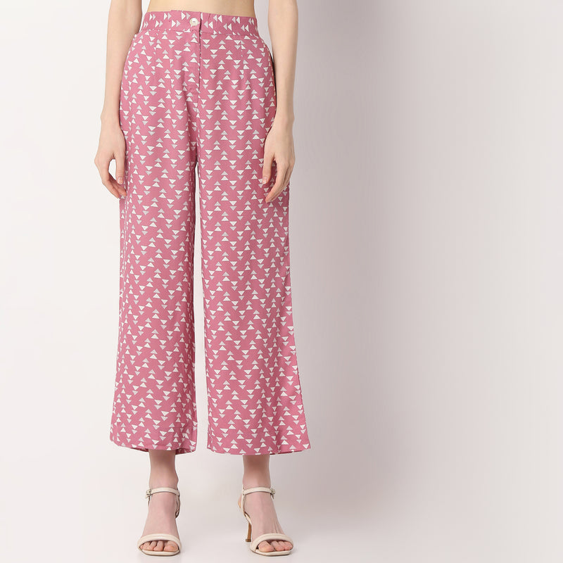 Straight Fit Printed High Rise Culottes