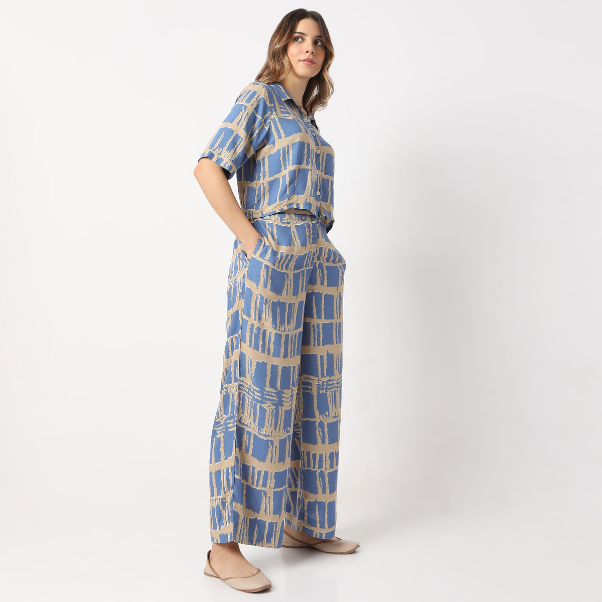 Flare Fit Printed Full Length High Rise Culottes