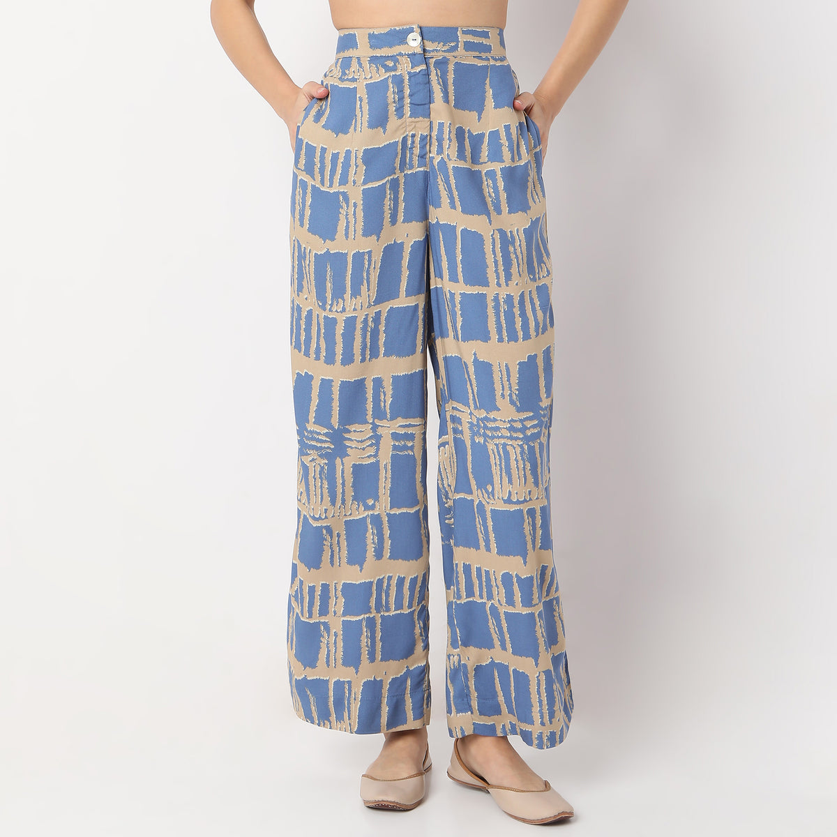 Flare Fit Printed Full Length High Rise Culottes