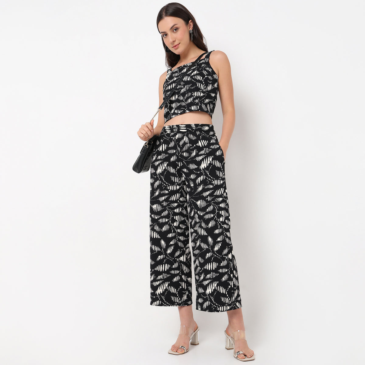 Flare Fit Textured Culottes