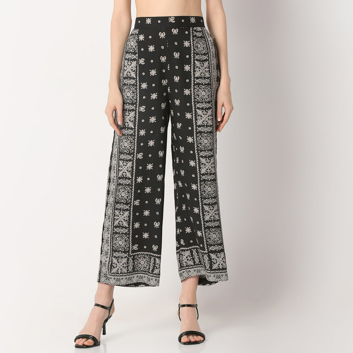 Flare Fit Printed High Rise Palazzos