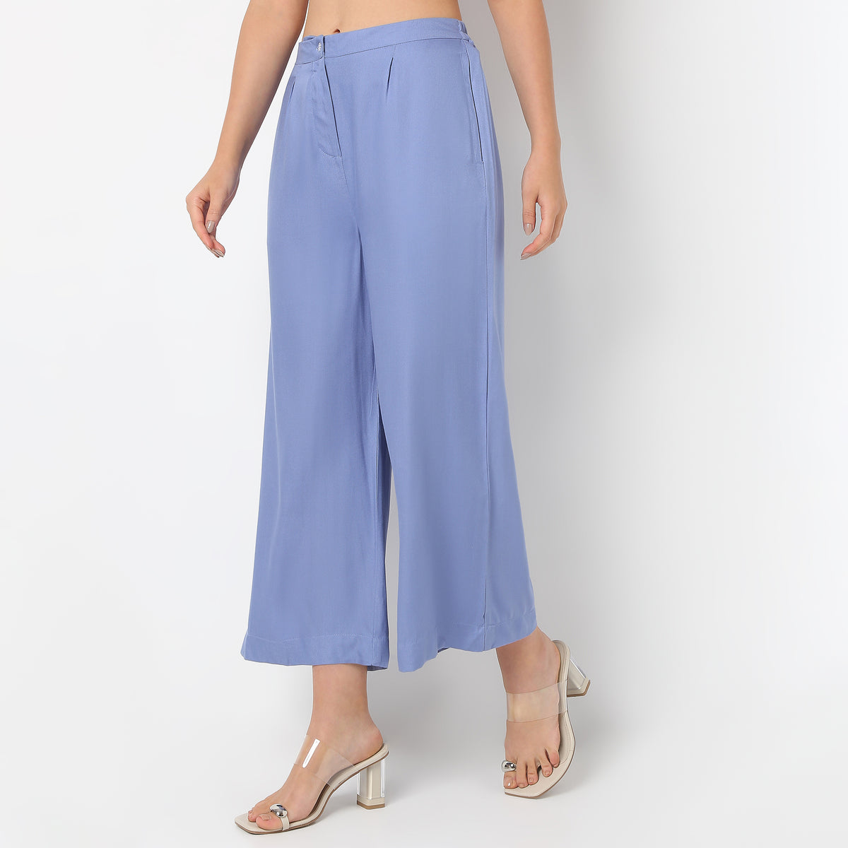 Solid Ankle Length Straight Fit Ethnic Palazzo