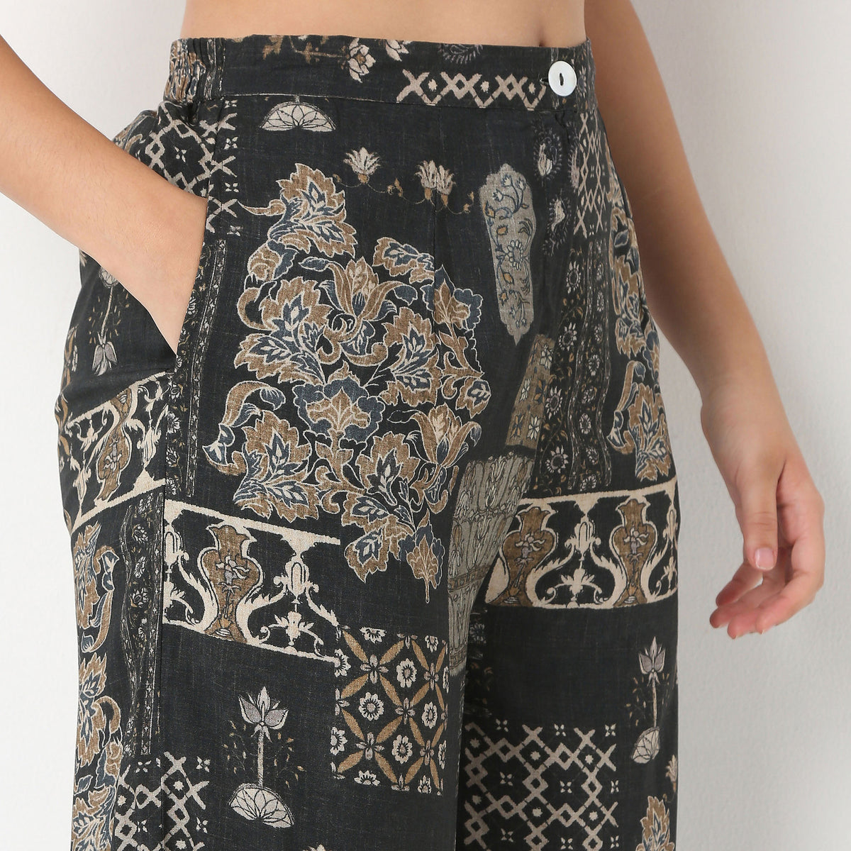 Straight Fit High Rise Ethnic Palazzo