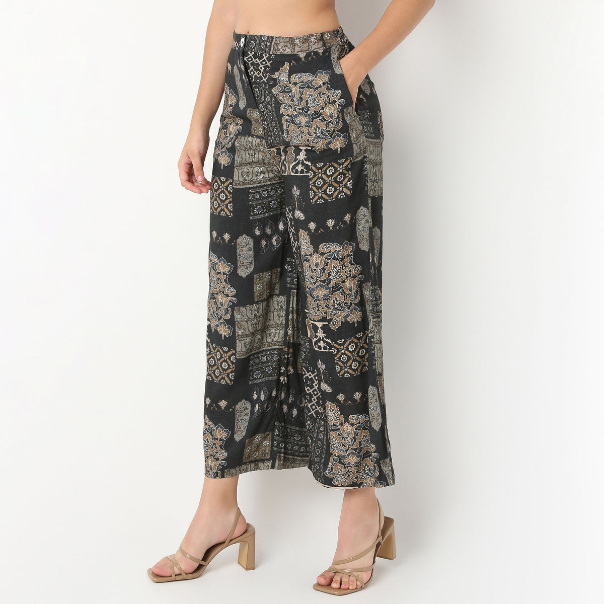 Straight Fit High Rise Ethnic Palazzo