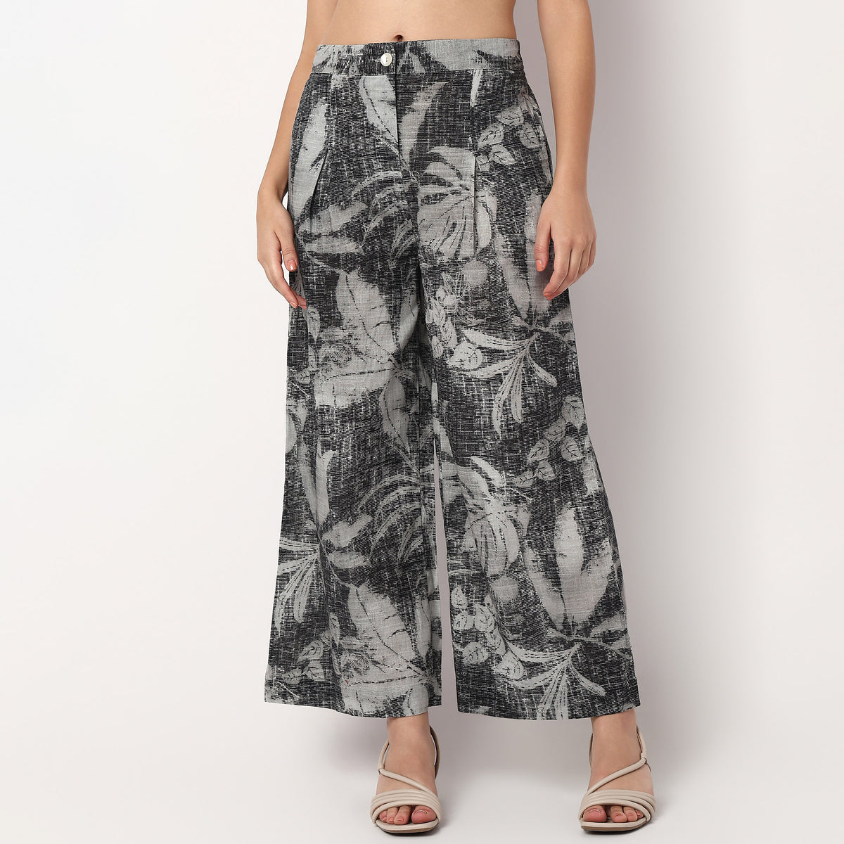 Woven Printed Flared Palazzos