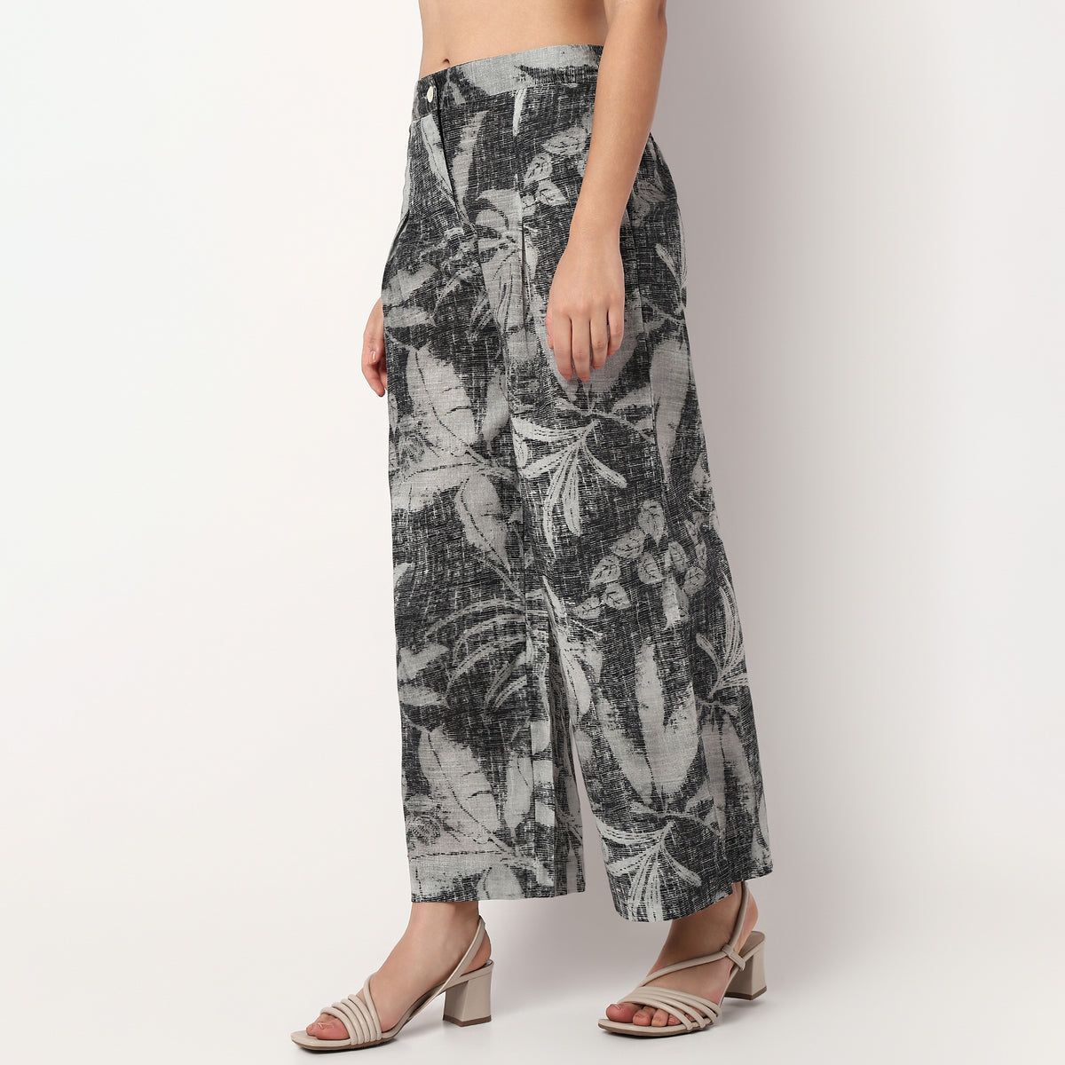 Woven Printed Flared Palazzos