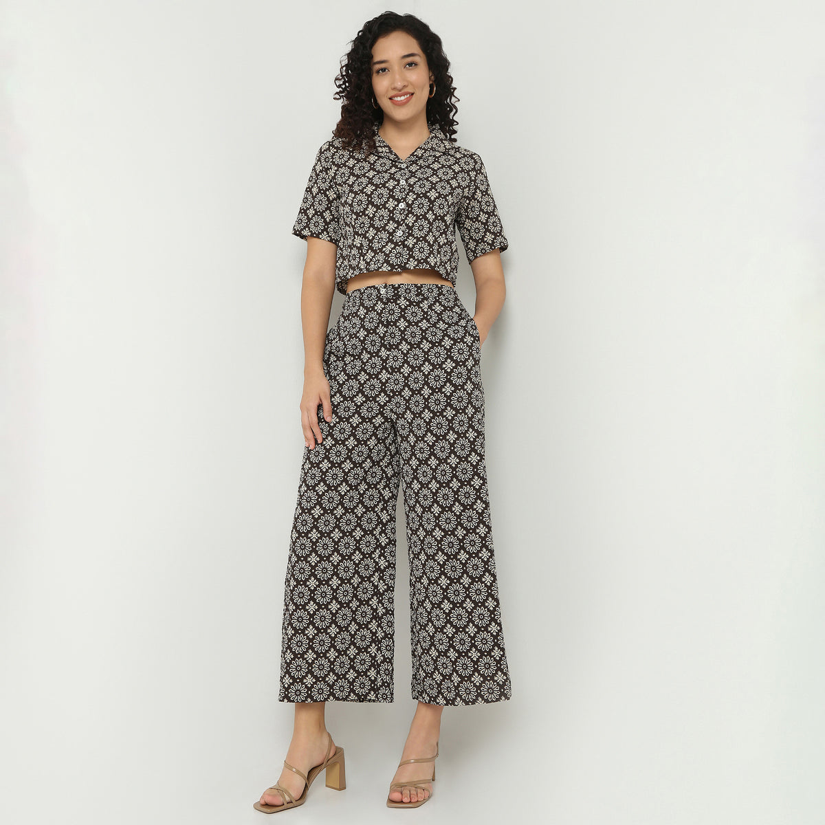 Straight Fit High Rise Ethnic Palazzo