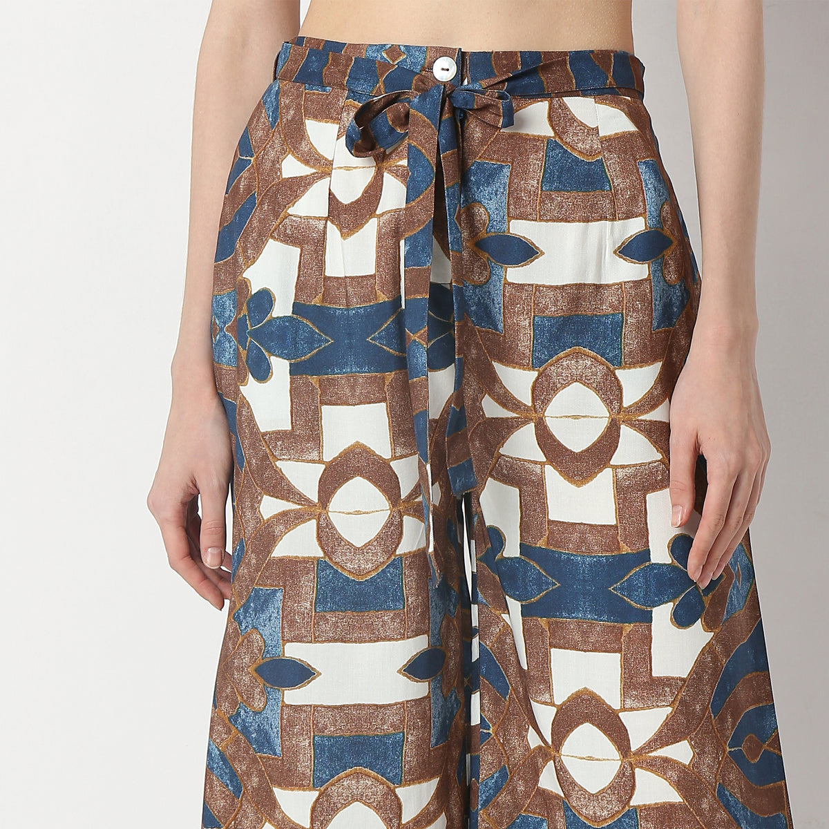 Flare Fit Printed High Rise Palazzos
