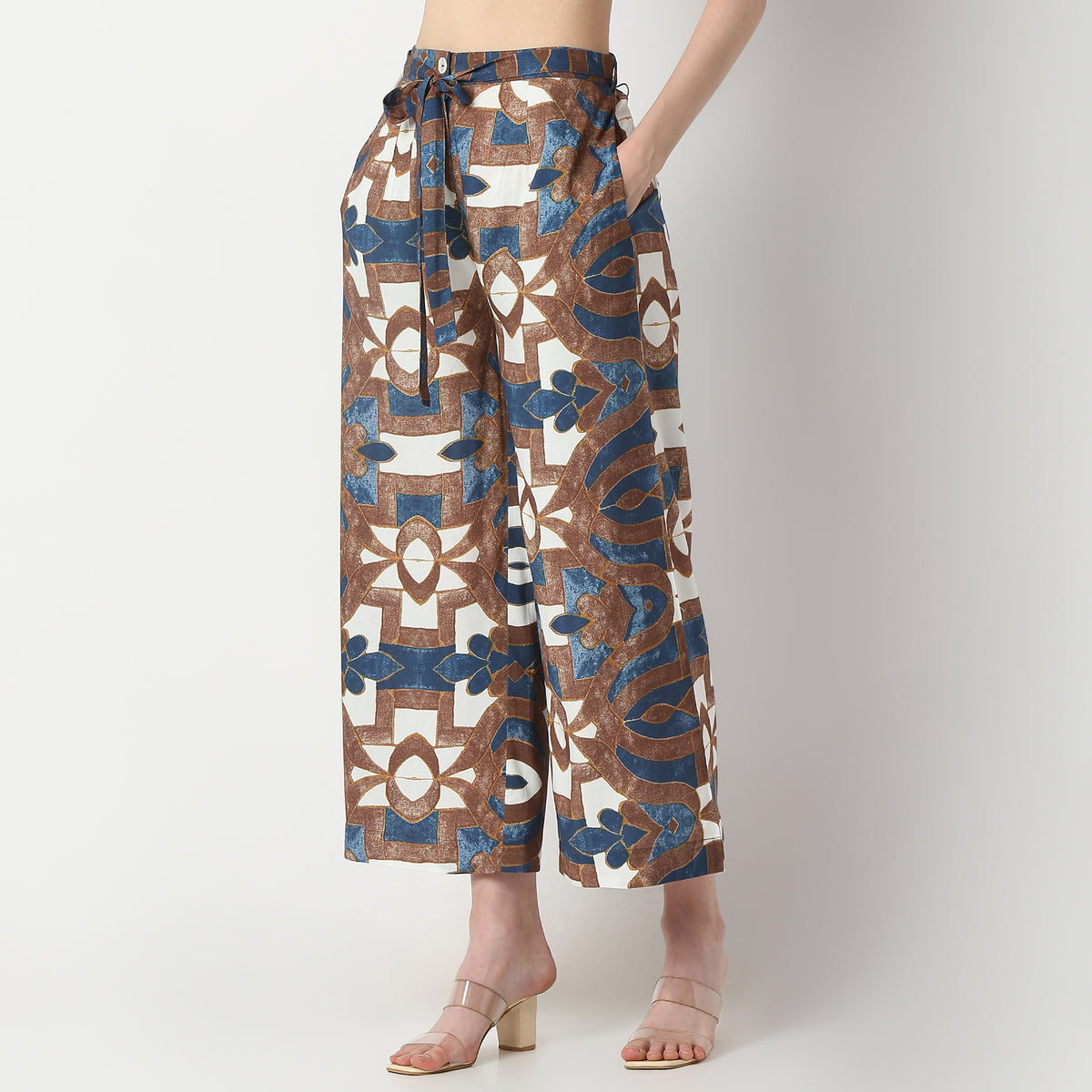 Flare Fit Printed High Rise Palazzos