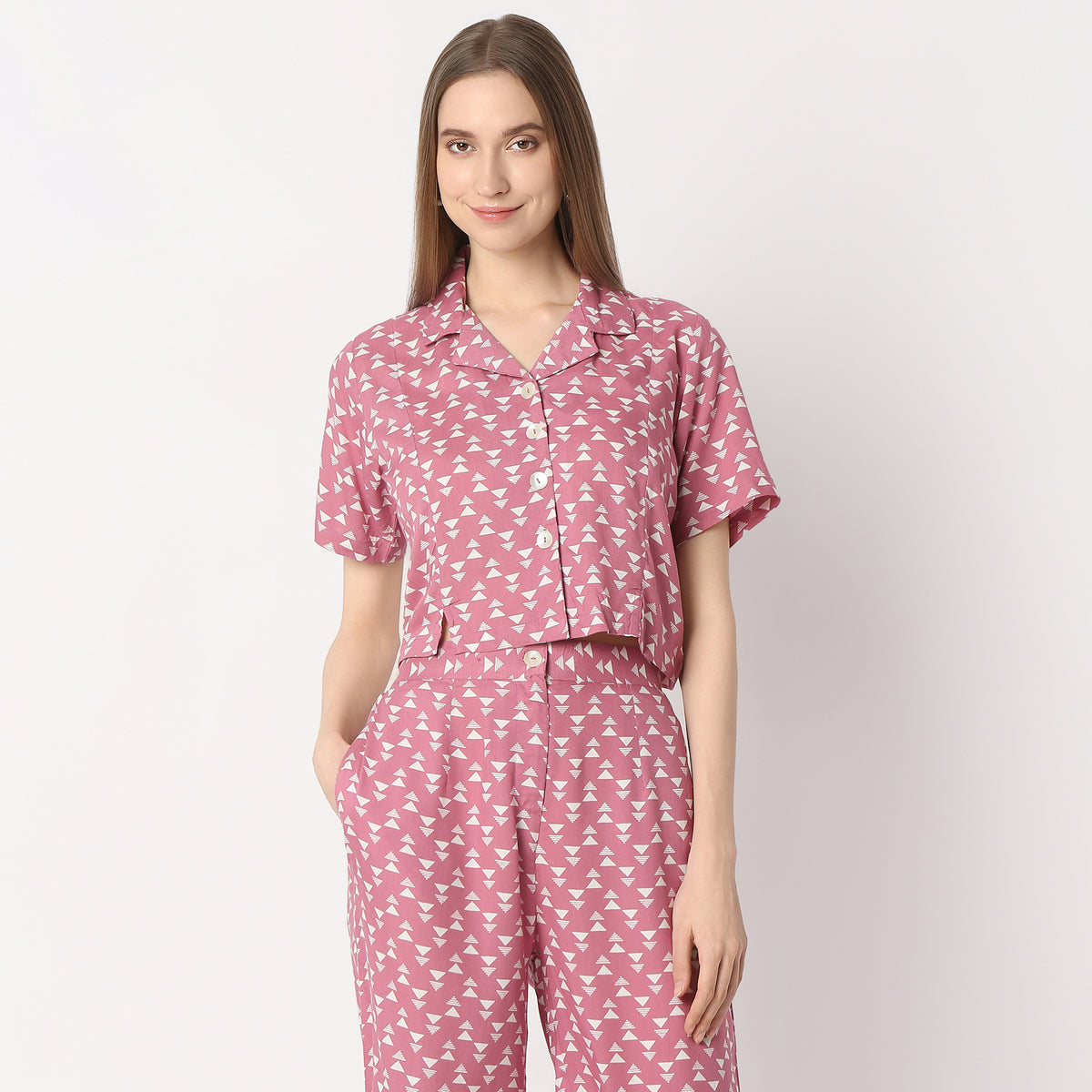 Regular Fit Printed Crop Length Top Top