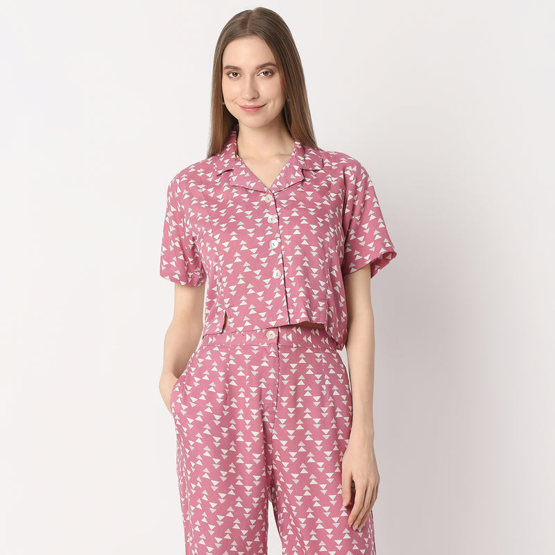 Regular Fit Printed Crop Length Top Top