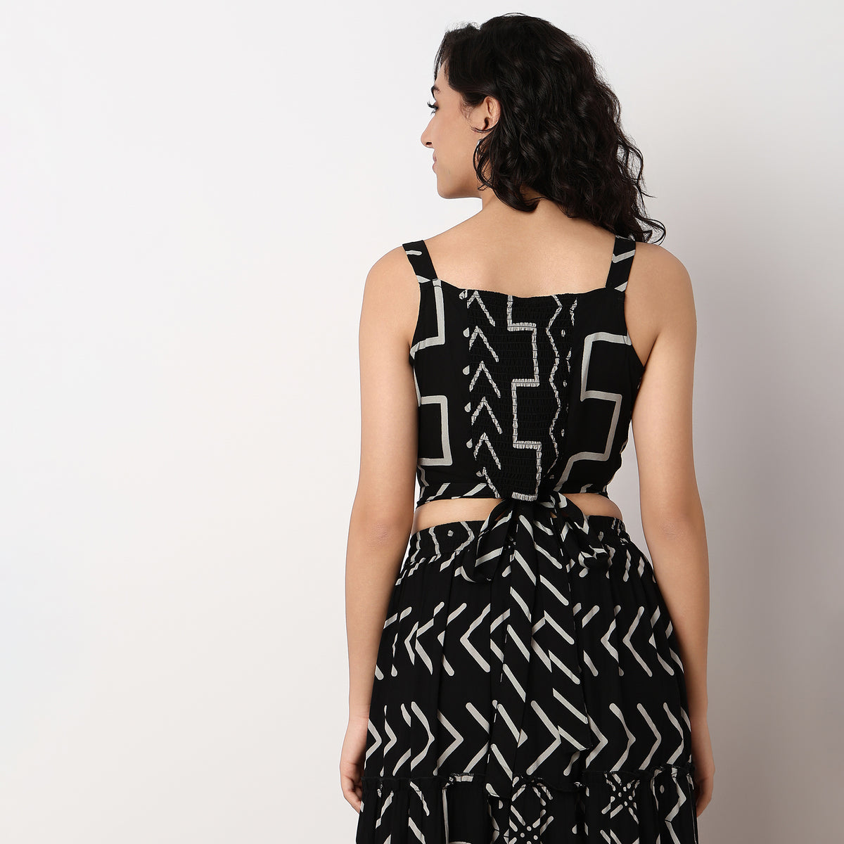 Printed Straight Strappy Crop Top