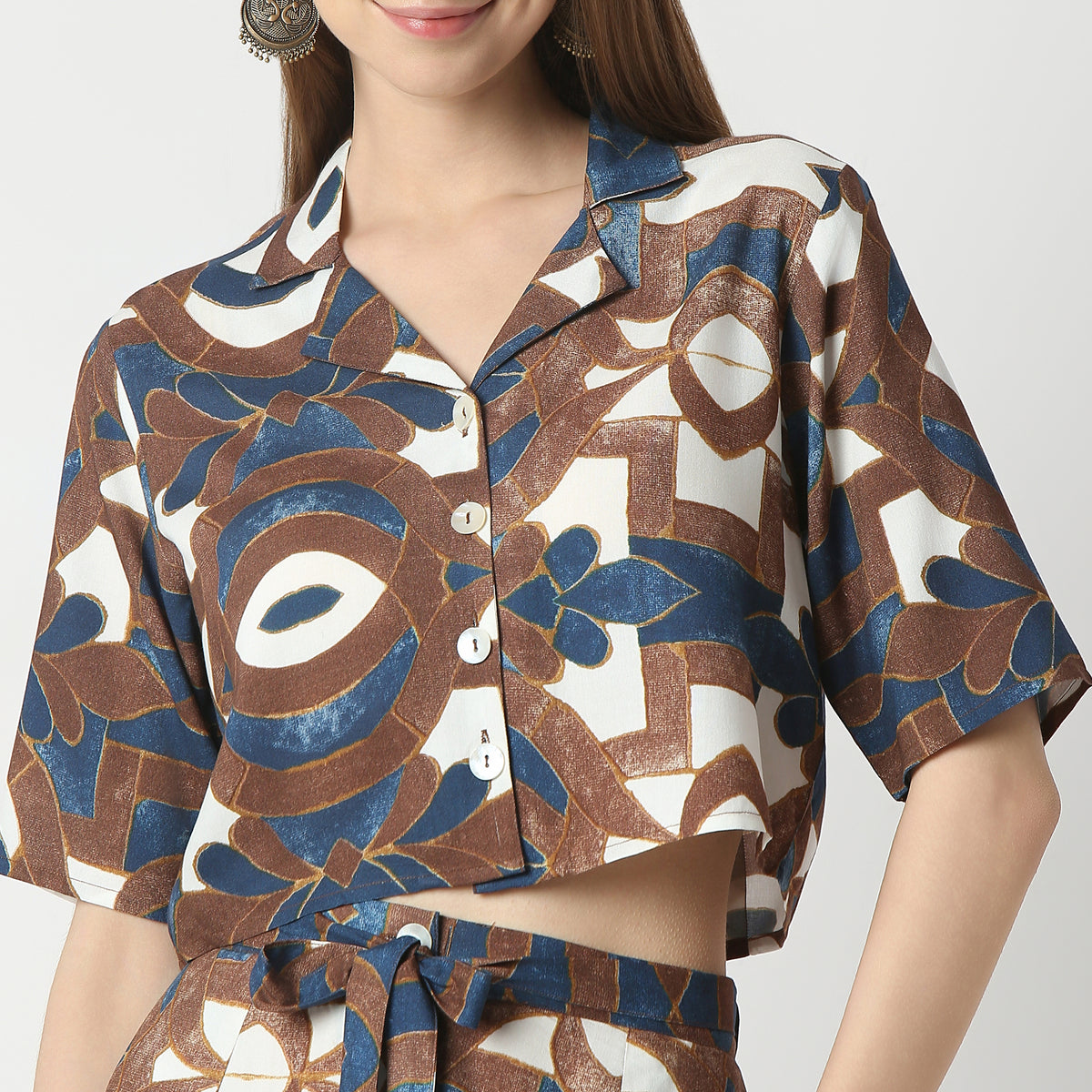 Regular Fit Printed Crop Length Top Top