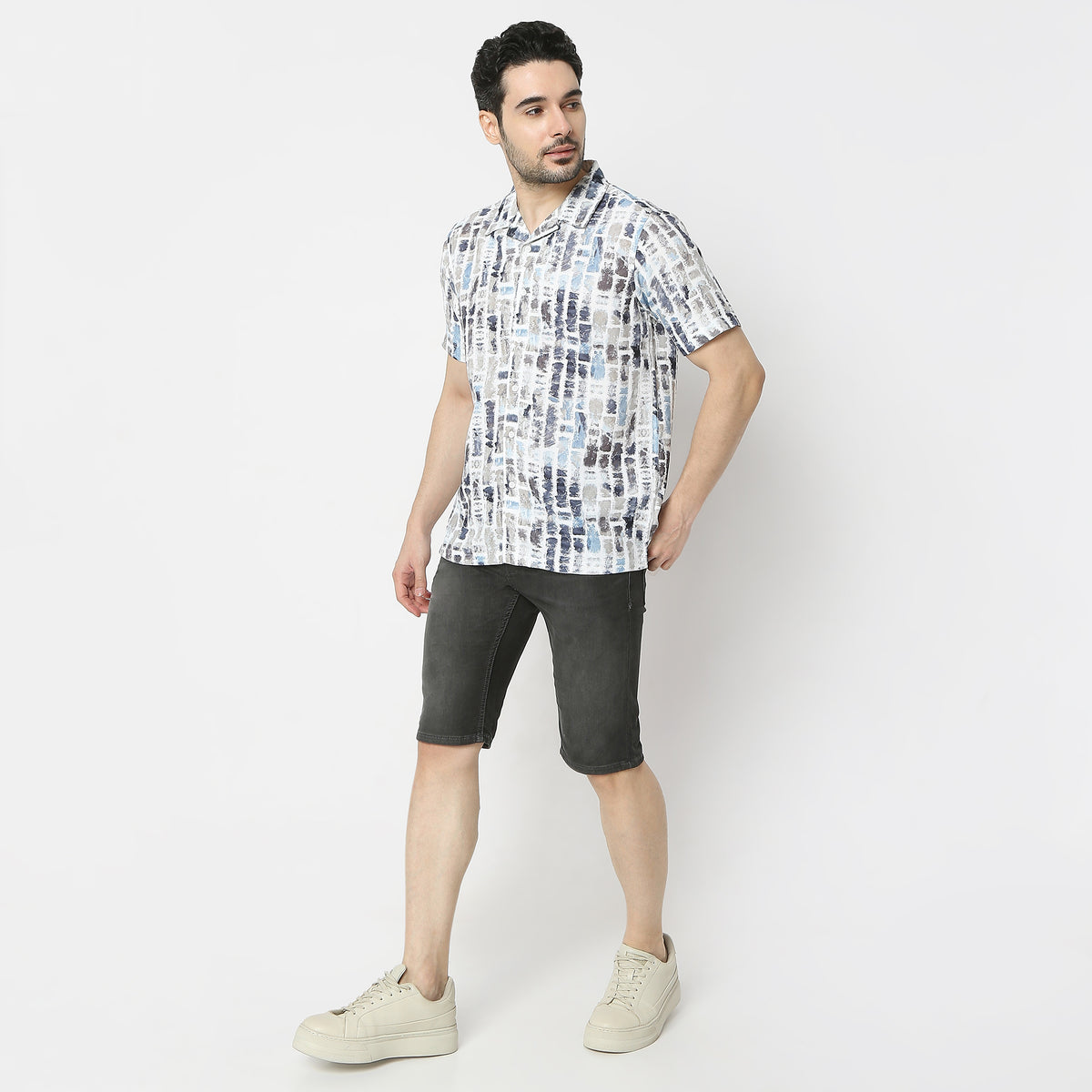 Regular Fit Printed Camp Collar Regular Length Shirt