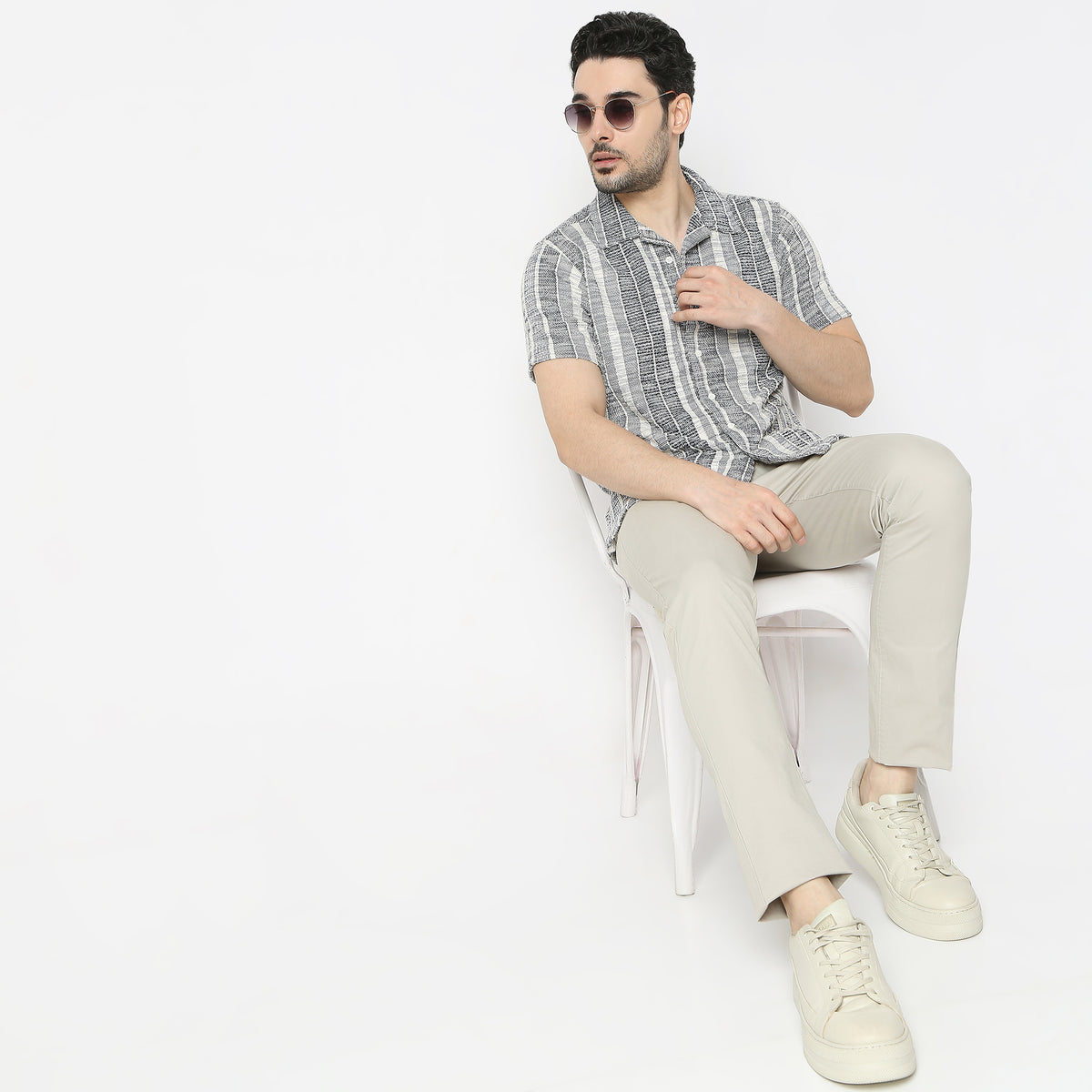 Regular Fit Printed Camp Collar Regular Length Shirt