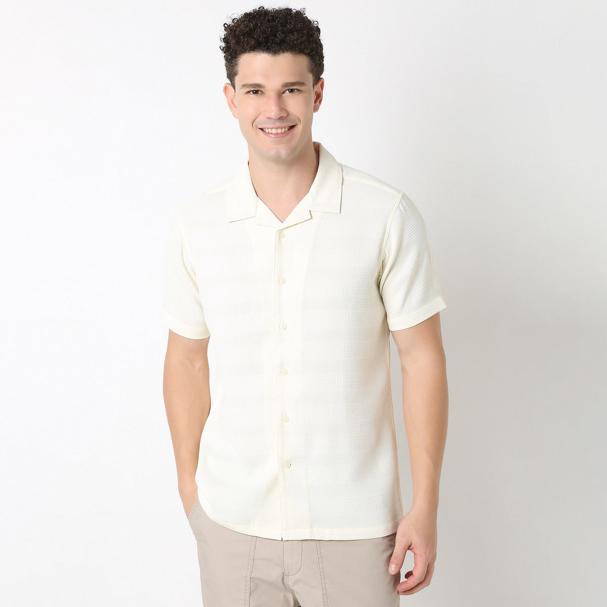 Half Sleeve Camp Collar Mood Shirt