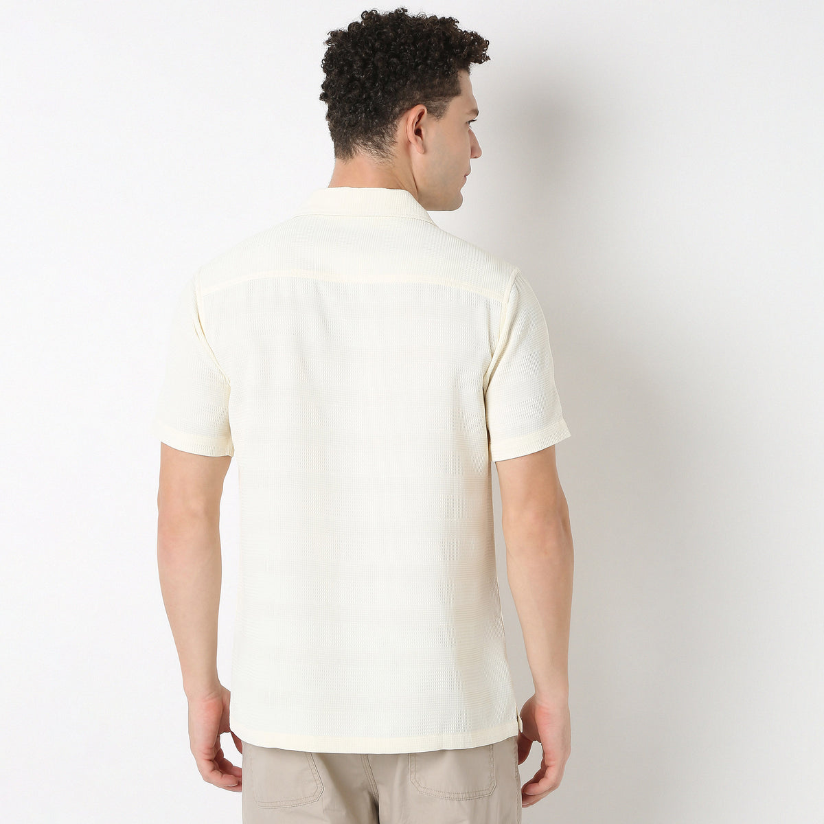 Half Sleeve Camp Collar Mood Shirt