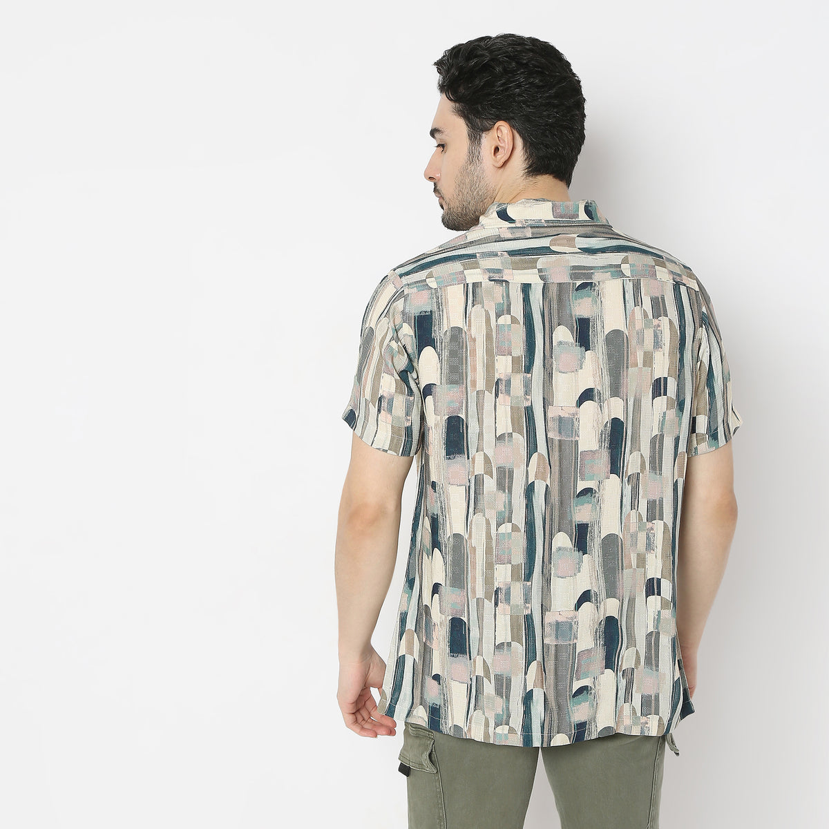 Regular Fit Printed Camp Collar Regular Length Shirt