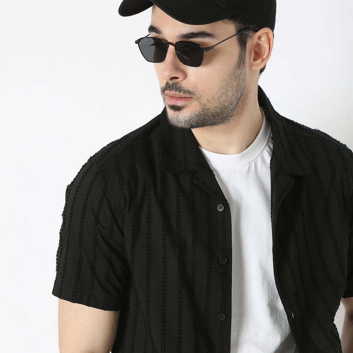 Regular Fit Solid Camp Collar Regular Length Shirt