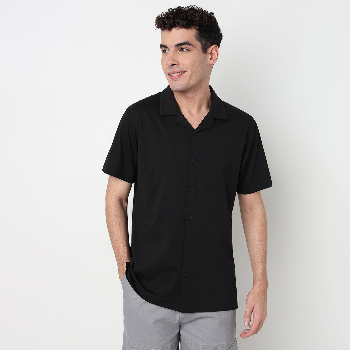 Buy Men Regular Fit Solid Half Sleeve Shirt  - Style Union
