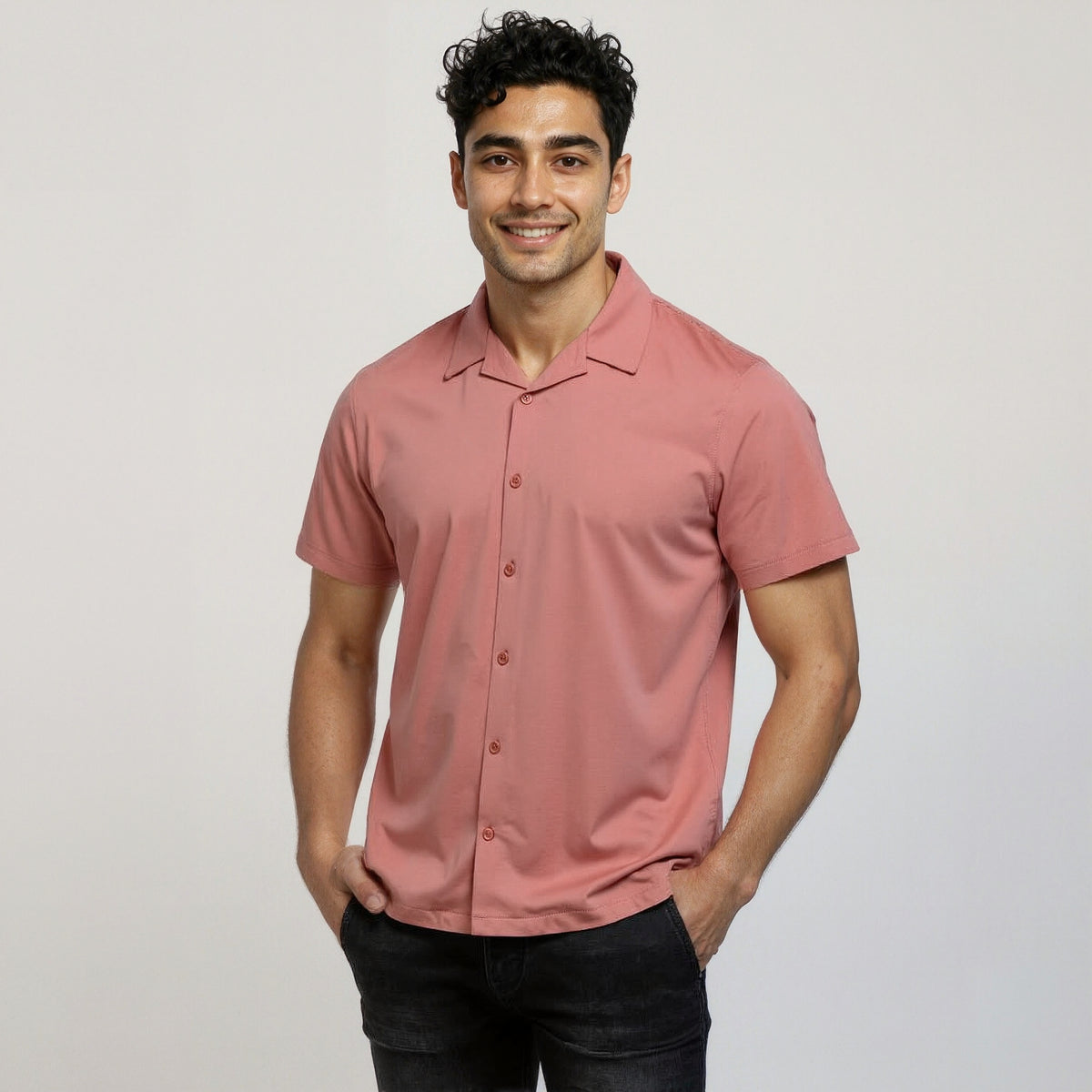 Buy Men Regular Fit Solid Half Sleeve Shirt  - Style Union