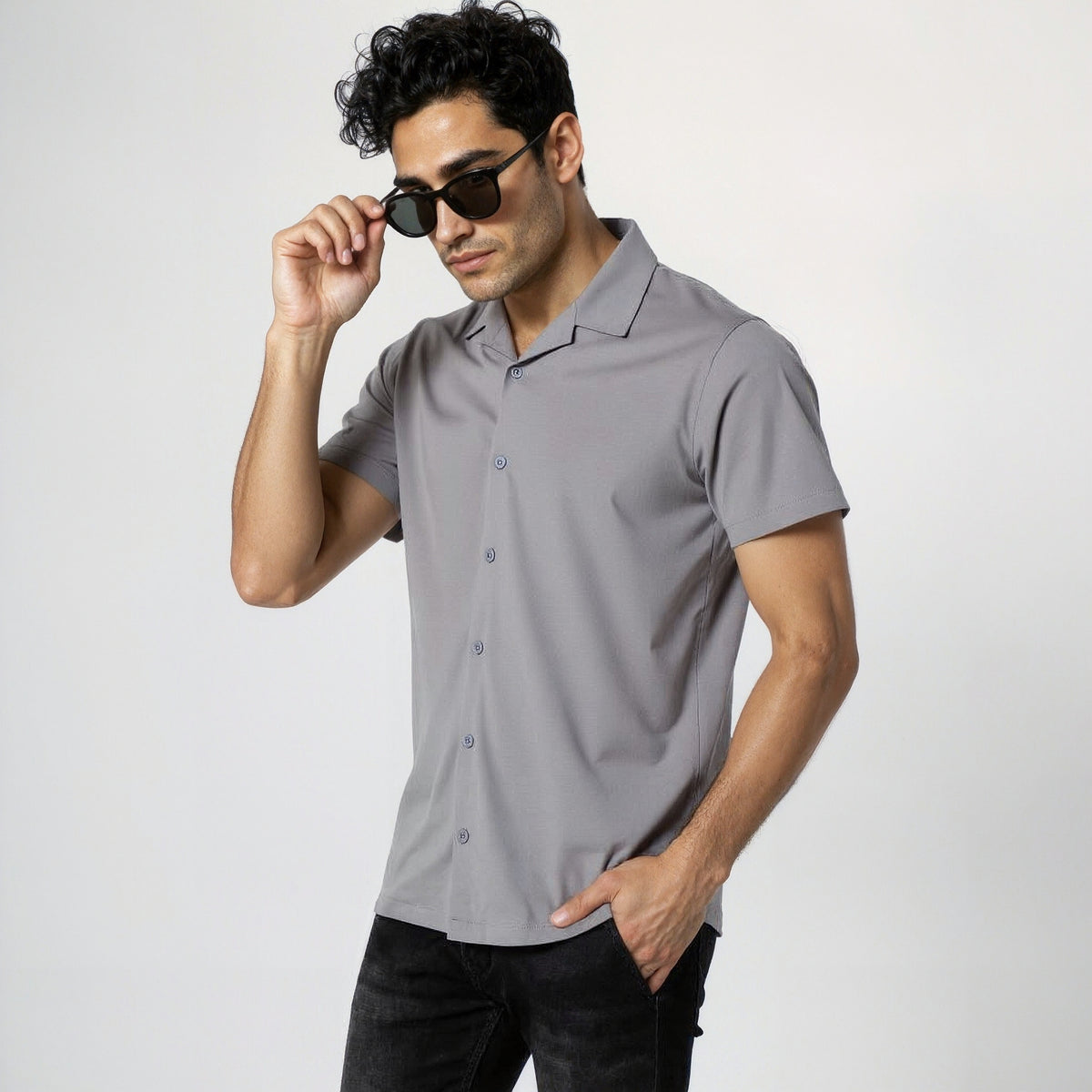 Buy Men Regular Fit Solid Half Sleeve Shirt  - Style Union