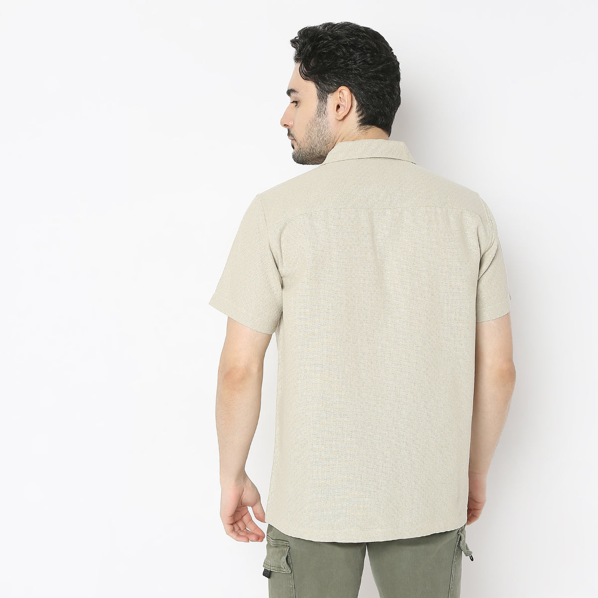 Regular Fit Solid Camp Collar Regular Length Shirt