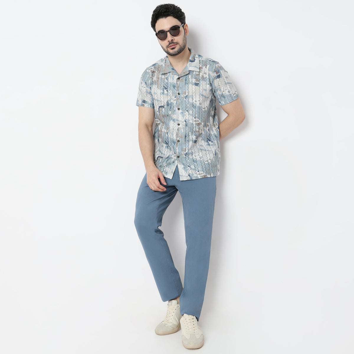 Regular Fit Printed Camp Collar Shirt