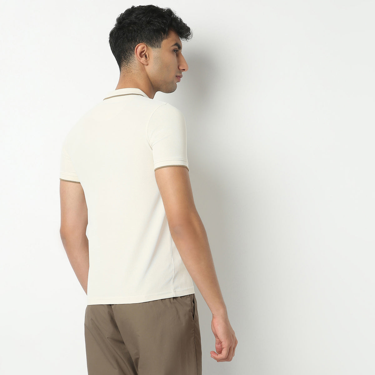 Regular Fit Structured Polo Neck T-Shirt