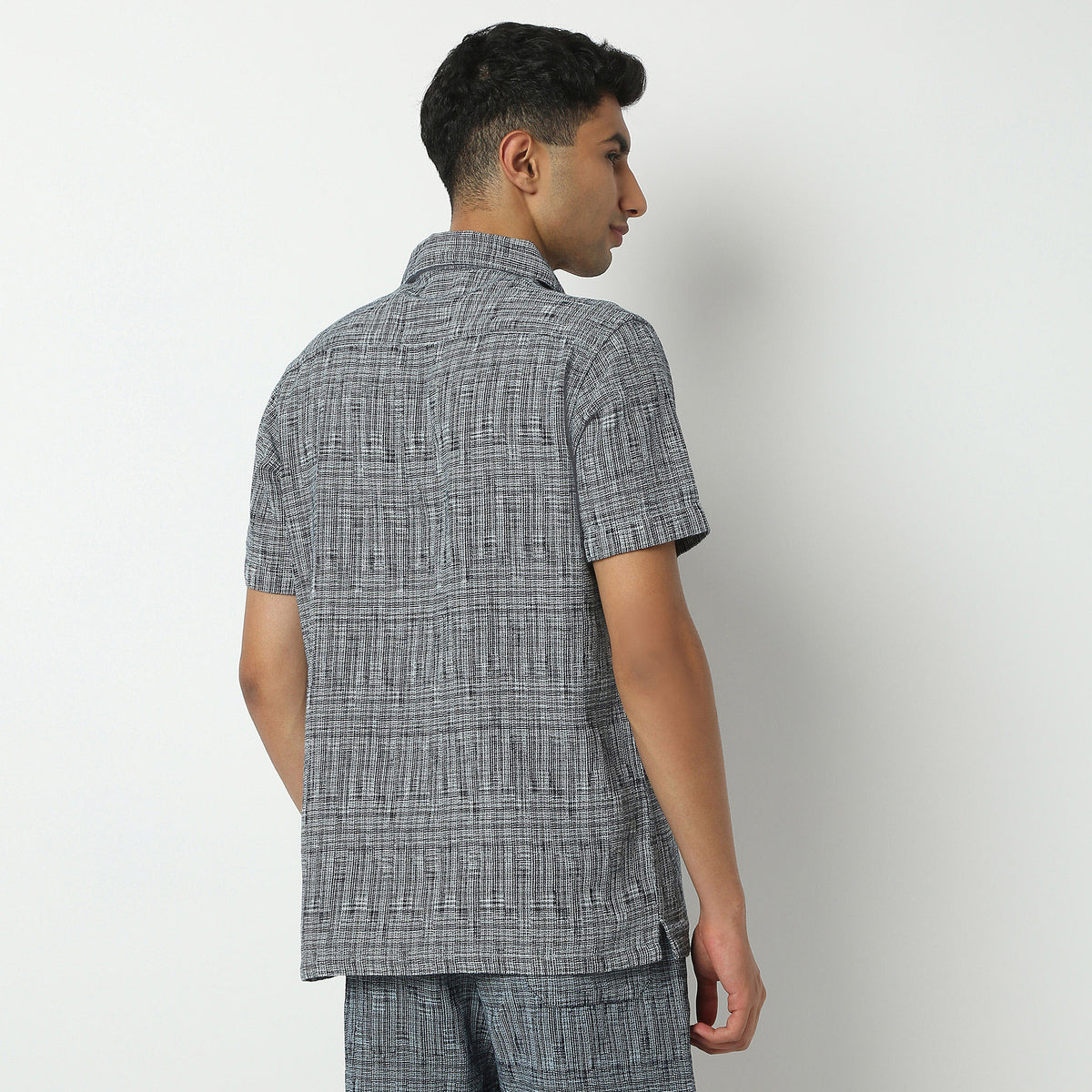 Regular Fit Textured Camp Collar Shirt