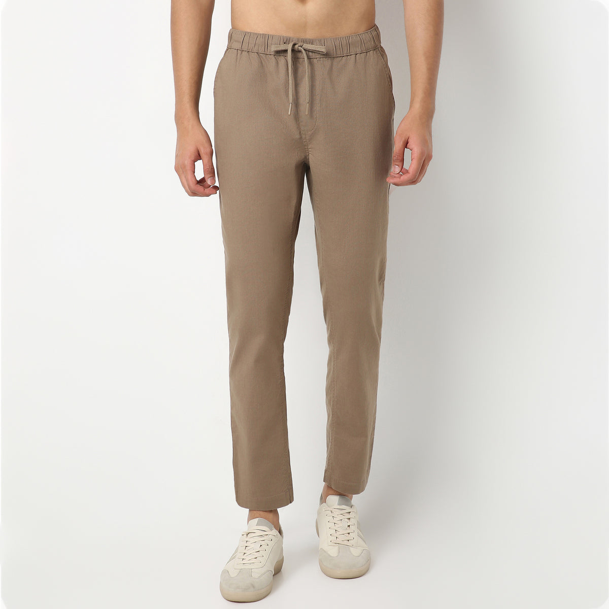 Regular Fit Solid Ankle Length Mid Rise Pants