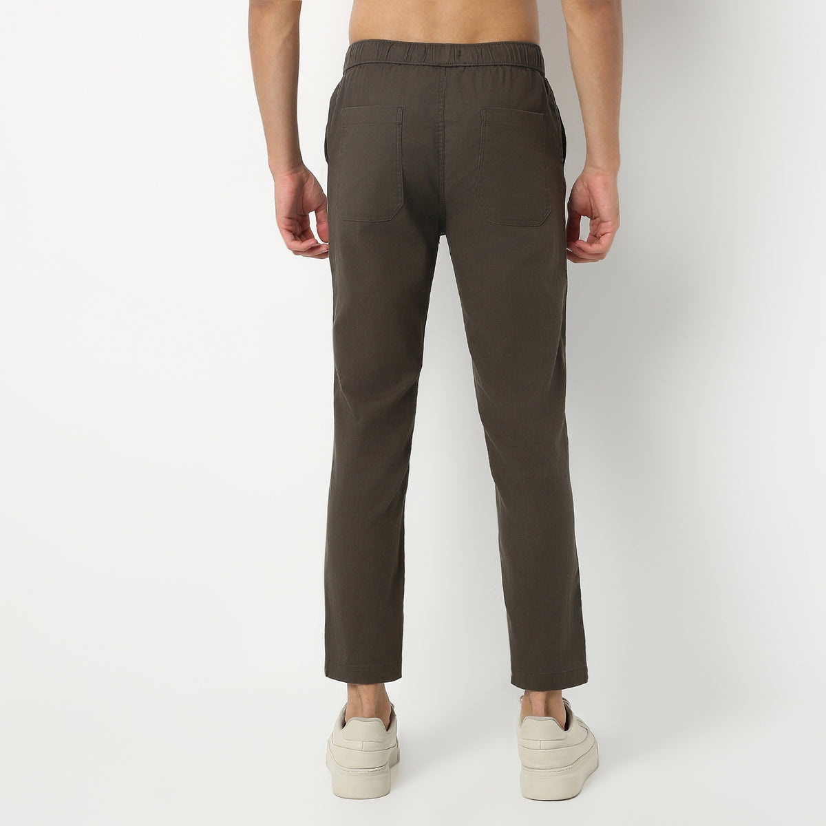 Regular Fit Solid Ankle Length Mid Rise Pants