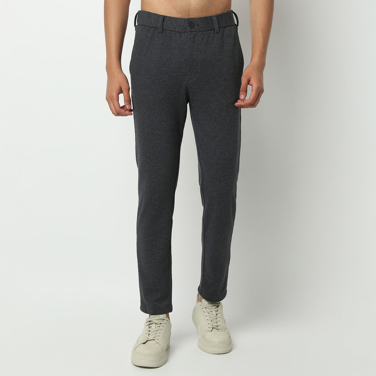 Regular Fit Solid Ankle Length Mid Rise Pants