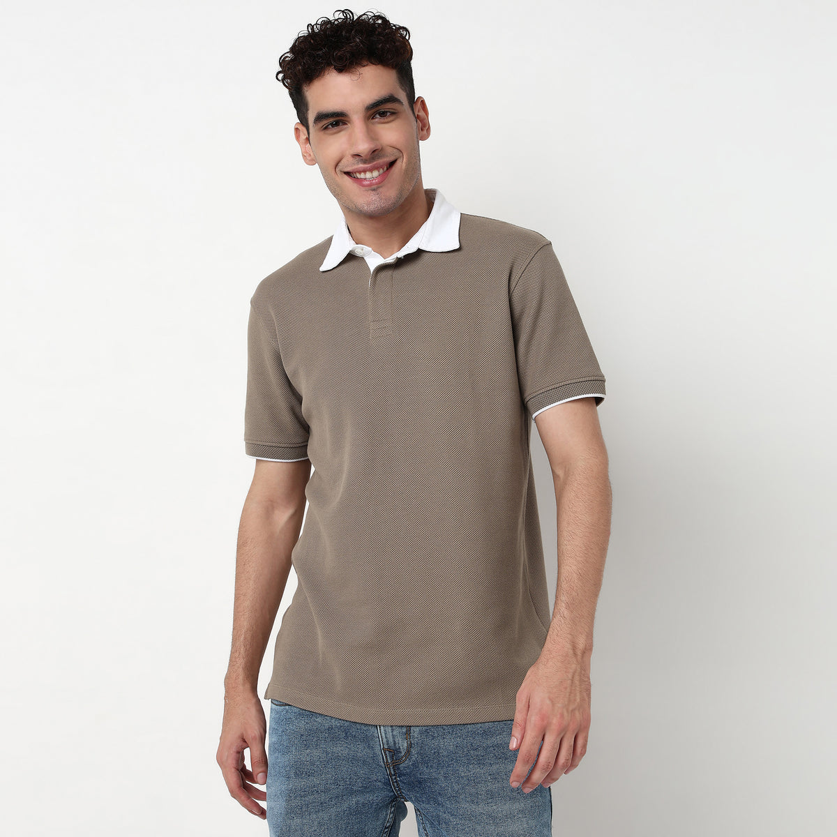 Knitted Structured Rugby Polo T-Shirt