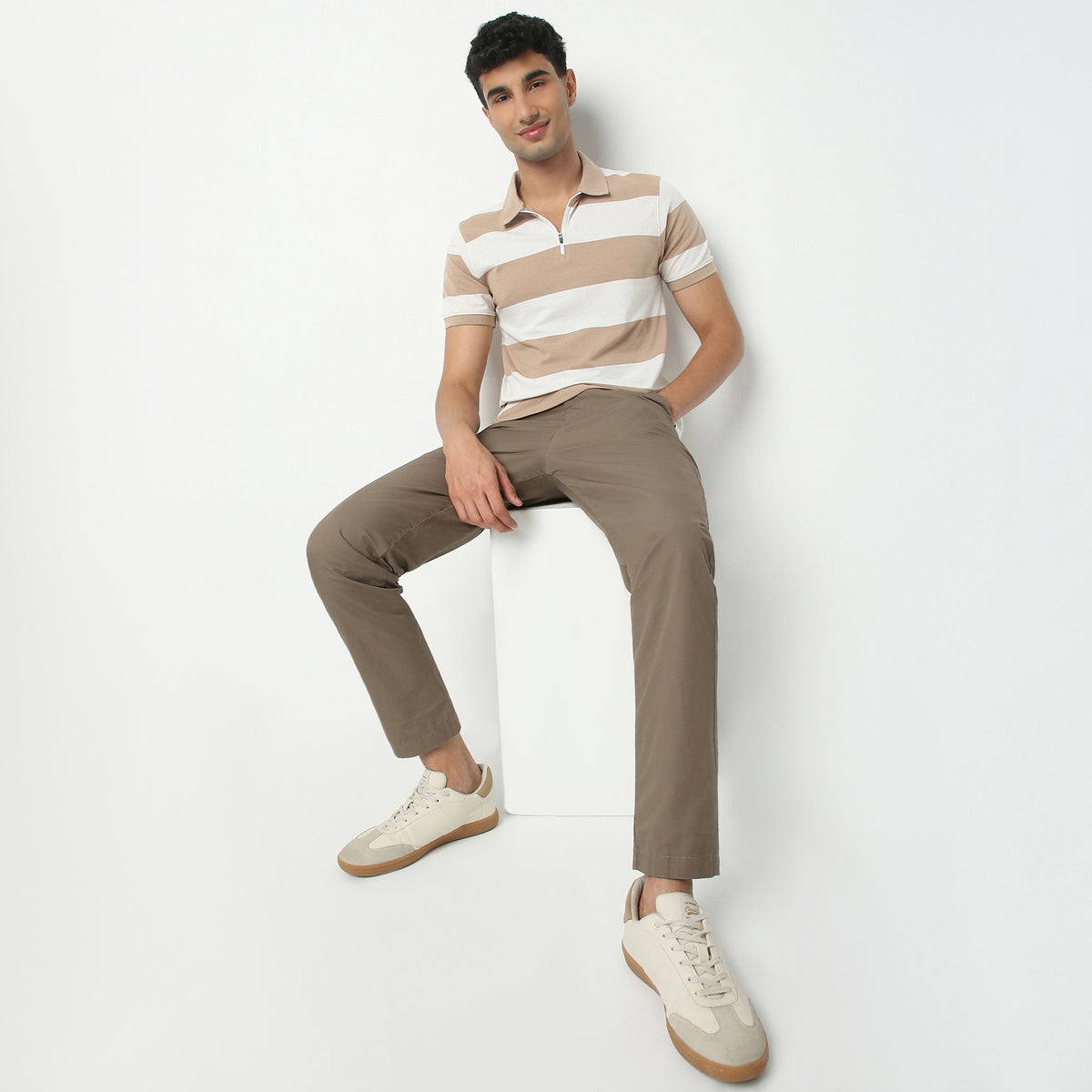 Regular Fit Striped Polo Neck Polo T-Shirt