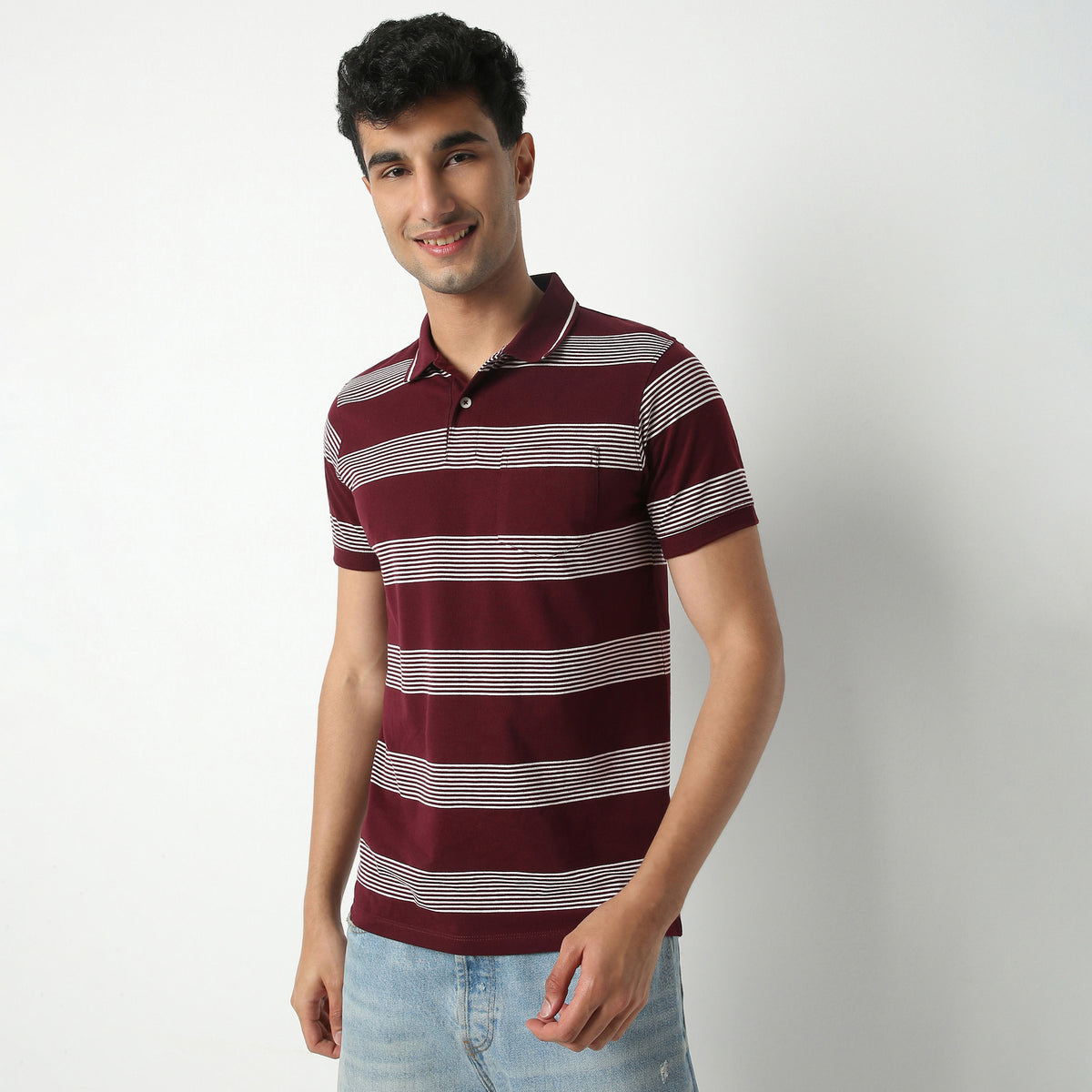 Regular Fit Striped Polo Neck Polo T-Shirt
