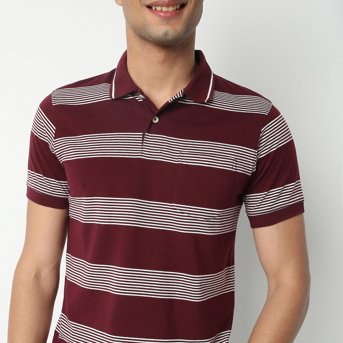 Regular Fit Striped Polo Neck Polo T-Shirt