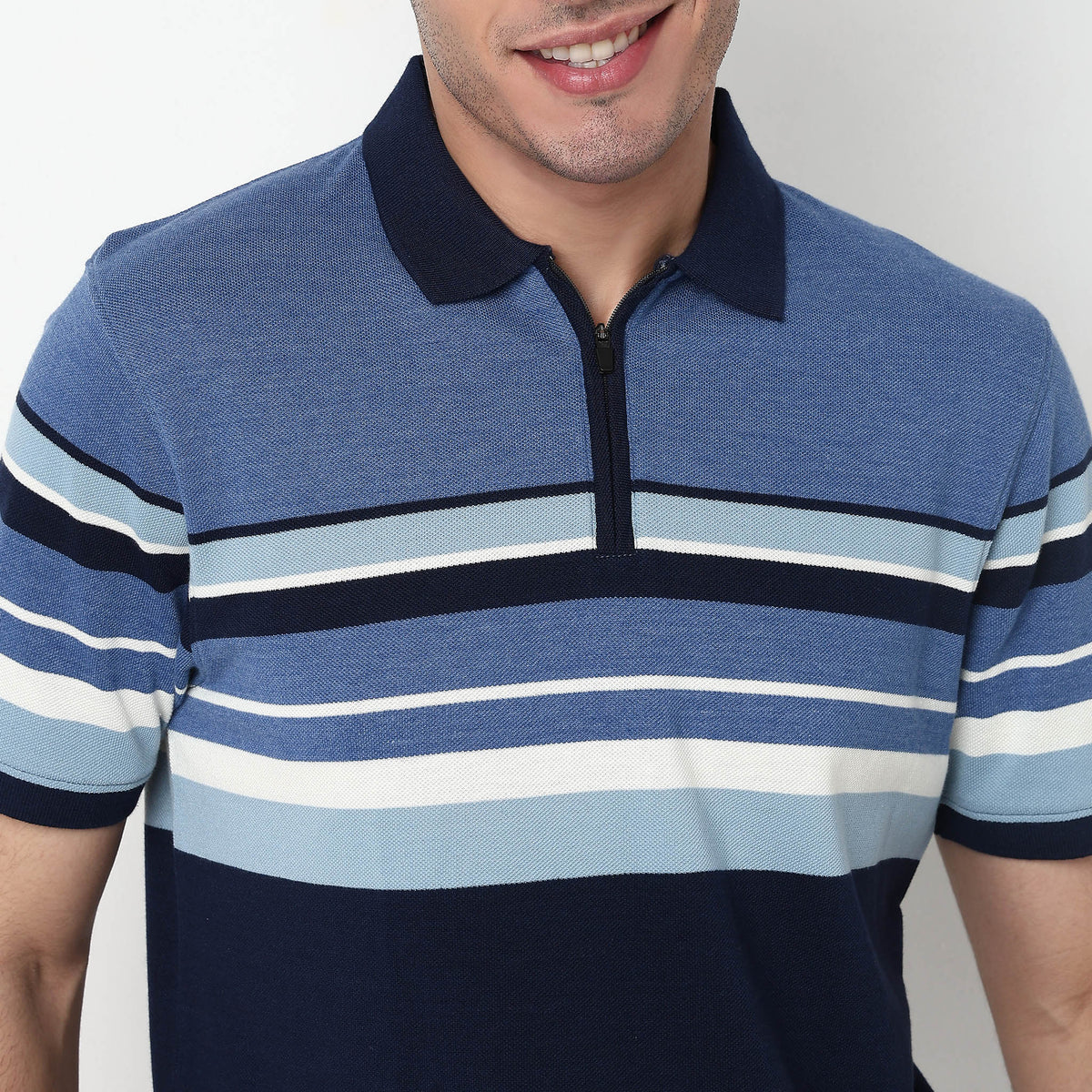 Striped Cotton Polyester Polo T-Shirt