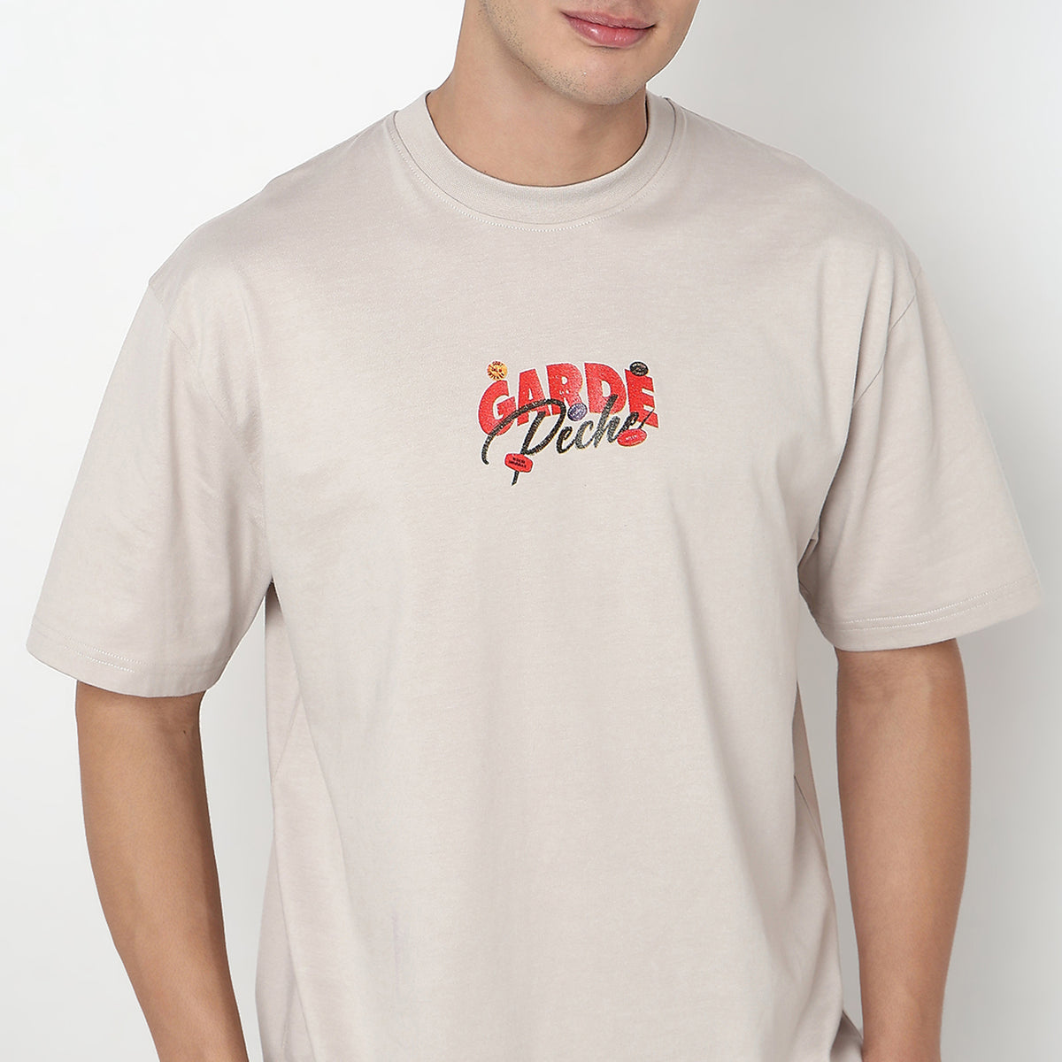 Knitted Graphic Crew Neck Oversize Karaoke T-Shirt