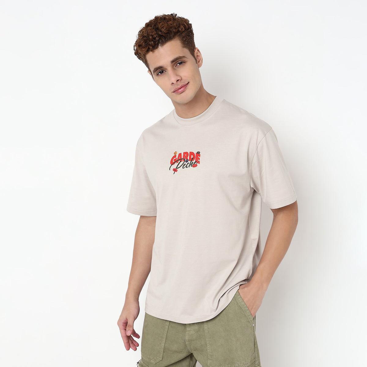 Knitted Graphic Crew Neck Oversize Karaoke T-Shirt